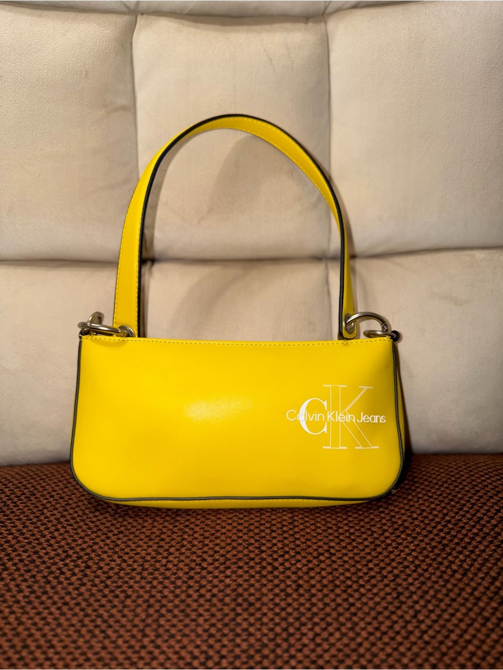 Calvin Klein Jeans Bright Yellow Shoulder Bag with CK Logo